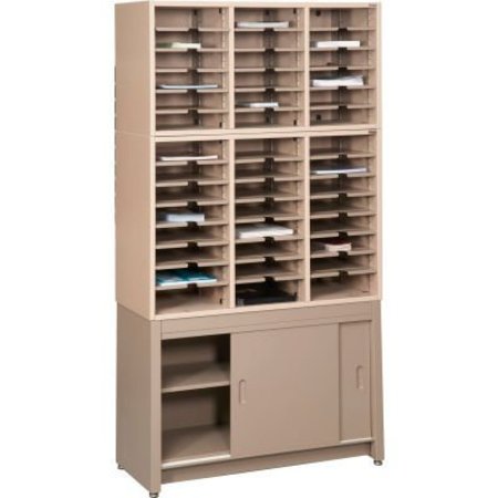 DATUM FILING SYSTEMS Legal Literature Cabinet Rack, Sapelli Mahogany Laminate Top Medium Gray Finish LC7253-L25-T23